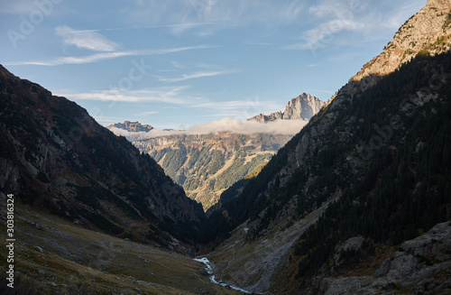 The Tällistock peak seen from the road to the Trift suspension bridge (Triftbrücke). Switzerland