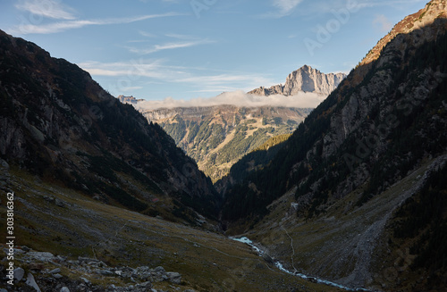 The Tällistock peak seen from the road to the Trift suspension bridge (Triftbrücke). Switzerland