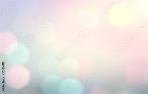 Pastel bokeh texture. Pink yellow blue green light gradient. Sweet dream decoration. Fantasy illustration.