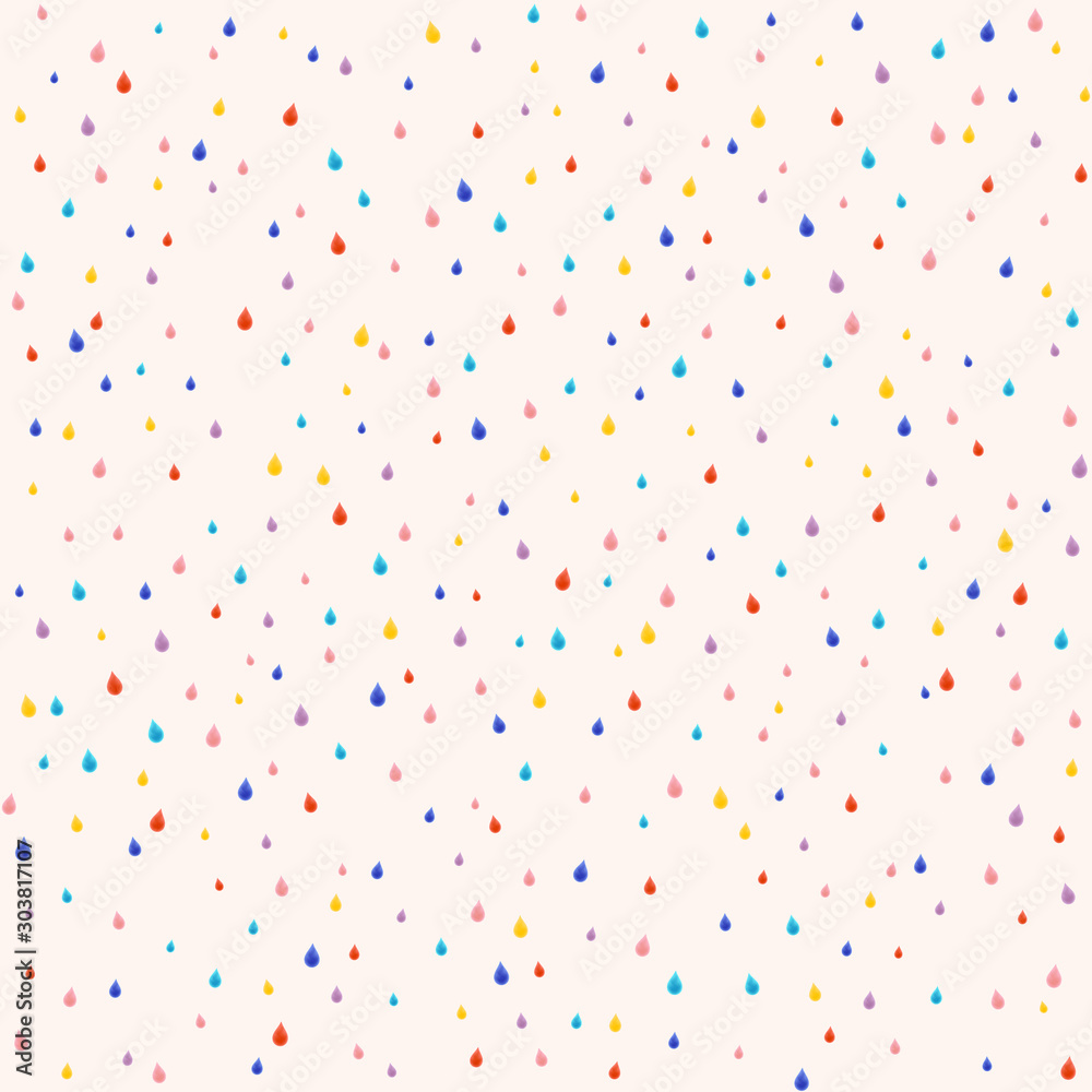 Autumn Theme Background with Multicolor Rain Drops. Design Concept Kids Textile Print with Varicolored Drops on Pink Backdrop Autumn Theme Background with Multicolor Rain Drops. Design Concept Kids Textile Print with Varicolored Drops on Pink Backdrop