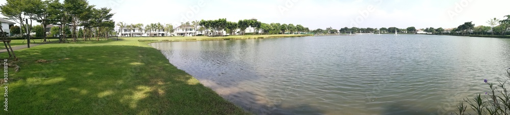 Village with a park Village with a park