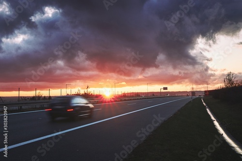 Fototapeta Naklejka Na Ścianę i Meble -  Highway at sunset