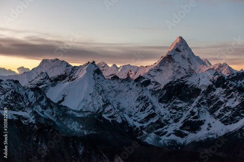 Sunrise over Ama Dablam Mountain, Sagarmatha national park, Himalayas, Nepal