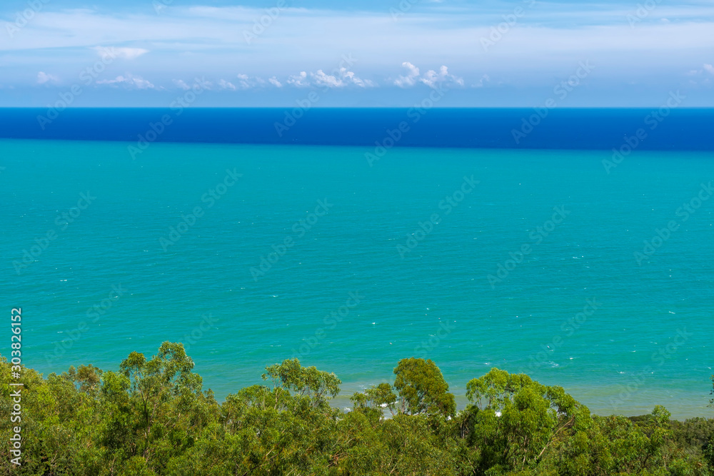 view from a height of a stretch of the Mediterranean Sea