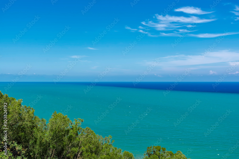 view from a height of a stretch of the Mediterranean Sea