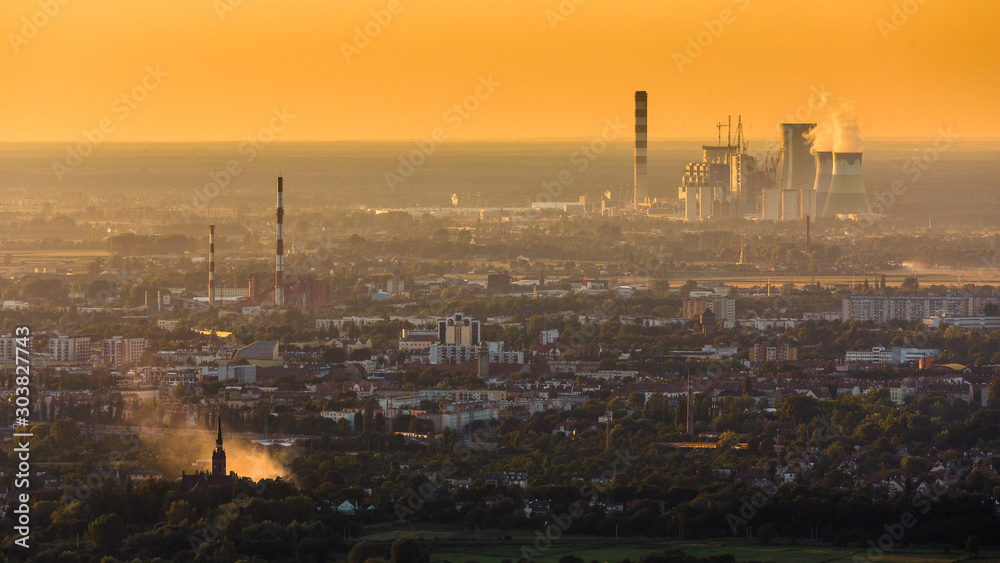 Aerial view of Opole city in Opolskie Voivodeship with old hertiage buildings and wonderful views