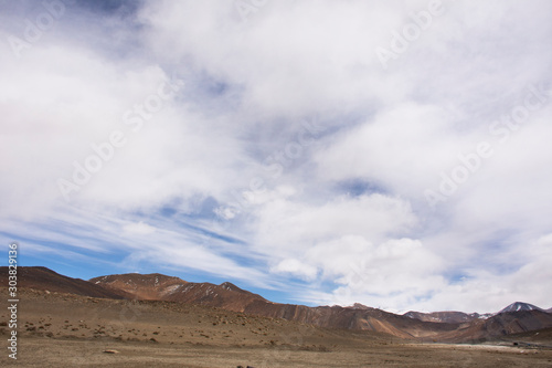 View landscape with Himalayas mountains and Pangong Tso high grassland lake while winter season for indian and tibetan and foreigner travelers travel visit at Leh Ladakh in Jammu and Kashmir  India