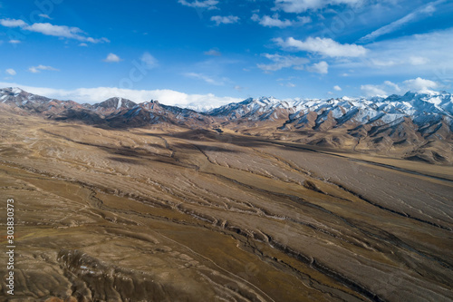 aerial view of landscape of surrounding area of Qilian Mountain