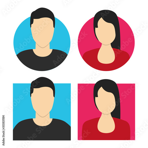 Avatar man and women. Flat vector illustration