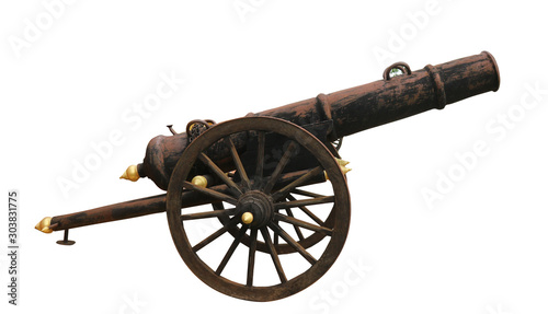 old cannon isolated on white background