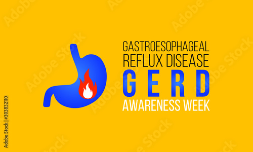Vector illustration on the theme of Gastroesophaegal Reflux Disease or GERD awareness week in November.