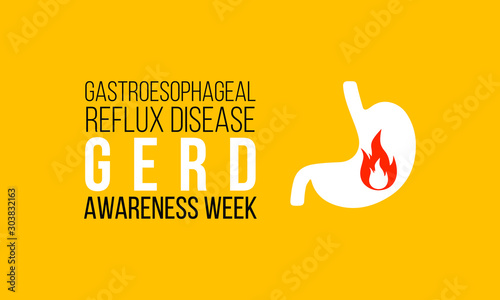 Vector illustration on the theme of Gastroesophaegal Reflux Disease or GERD awareness week in November.