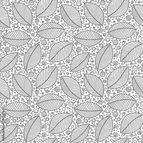 Graphic leaves seamless pattern.