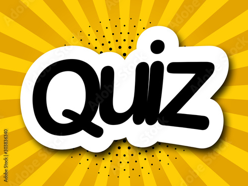 quiz label in colored background photo