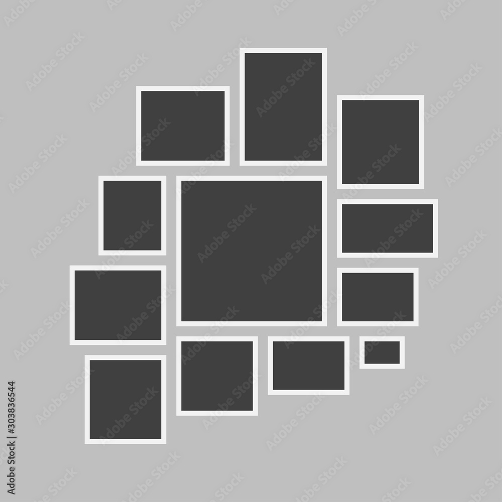 Vector empty collage board twelve frames, photos Vector empty collage board twelve frames, photos