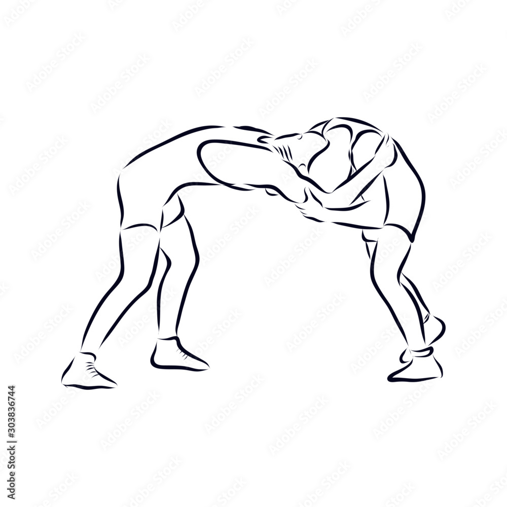 freestyle wrestling vektor sketch