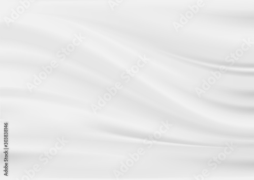 Abstract empty white cloth or fabric wave texture wall background, Vector illustration