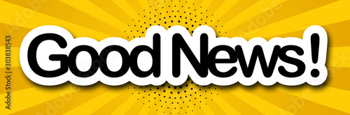 фотографія good news label in colored background