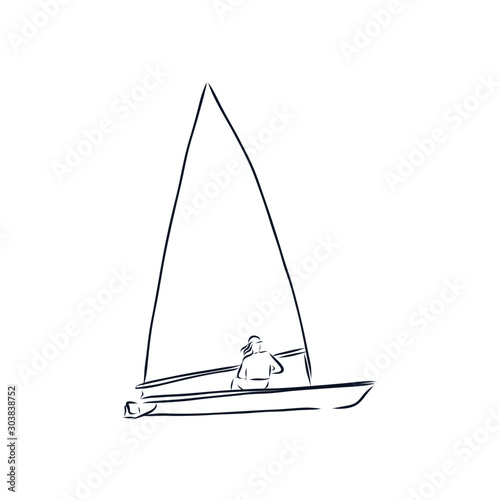sailing on white background