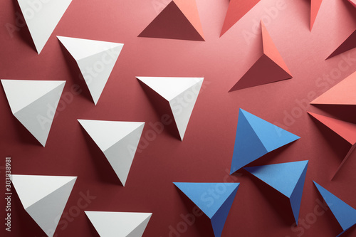 Composition with triangular shapes  red background