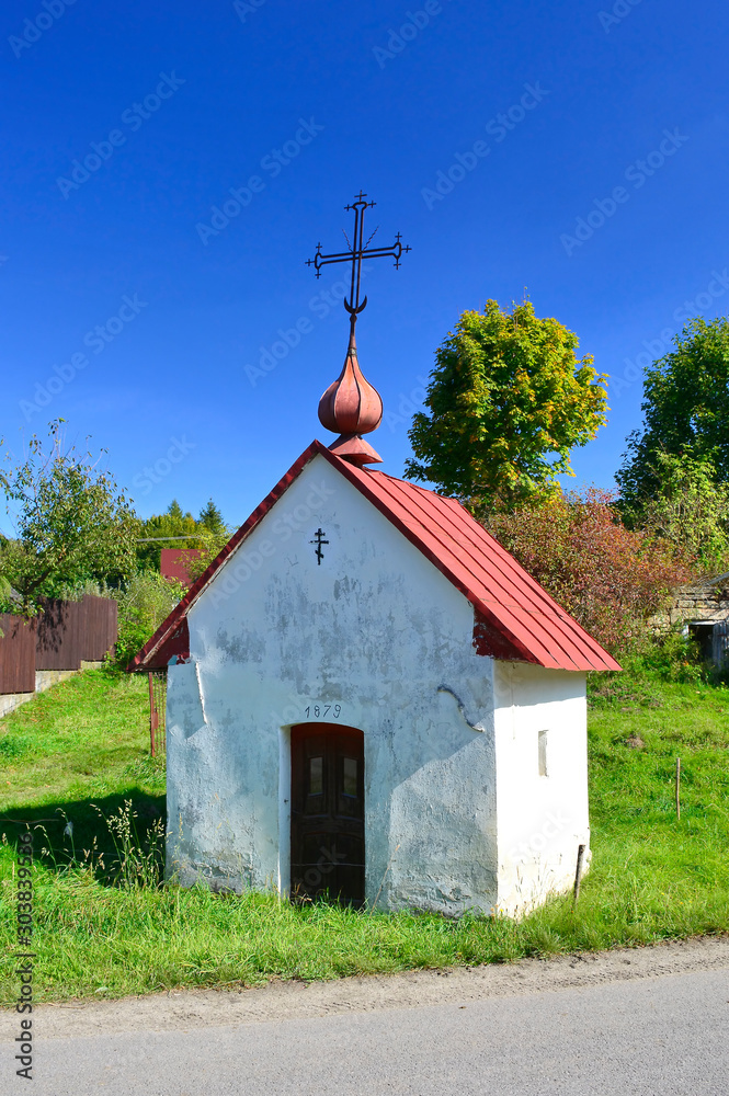 Wayside shrine in Bodaki village near Gorlice, Low Beskids, Poland