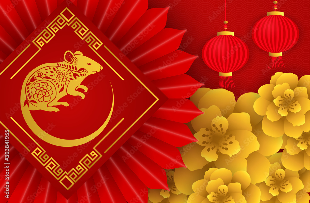 Happy Chinese New Year 2020 year of the Rat, paper cut style. Chinese characters mean Happy New Year, wealthy, Zodiac sign for greetings card, flyers, invitation, posters, brochure, banners, calendar. Happy Chinese New Year 2020 year of the Rat, paper cut style. Chinese characters mean Happy New Year, wealthy, Zodiac sign for greetings card, flyers, invitation, posters, brochure, banners, calendar.