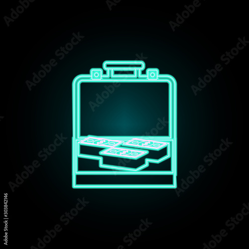 Open diplomat with money neon icon. Simple thin line, outline vector of banking icons for ui and ux, website or mobile application