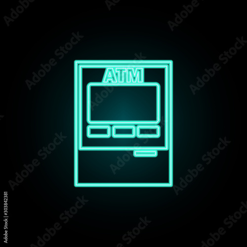 Atm neon icon. Simple thin line, outline vector of banking icons for ui and ux, website or mobile application