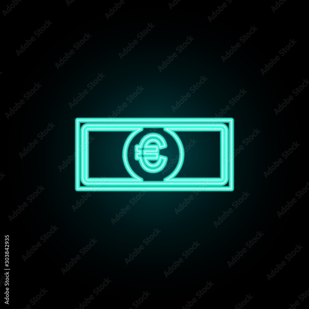 Euro banknote neon icon. Simple thin line, outline vector of banking icons for ui and ux, website or mobile application Euro banknote neon icon. Simple thin line, outline vector of banking icons for ui and ux, website or mobile application