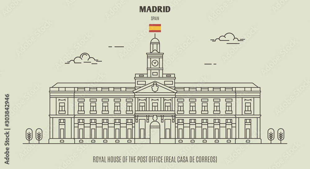 Royal House of the Post Office (Real Casa de Correos) in Madrid, Spain. Landmark icon