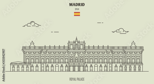Royal Palace in Madrid, Spain. Landmark icon