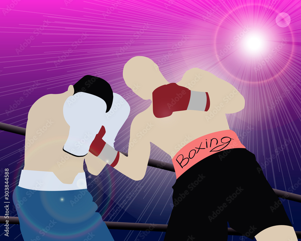 Fototapeta The illustration shows a boxing match.