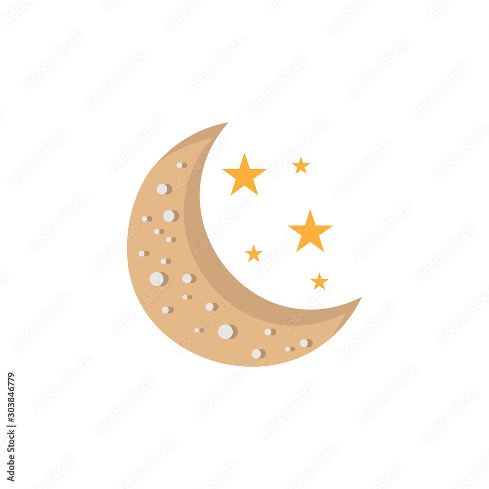 Crescent craters stars night icon. Simple line, outline vector of two color weather icons for ui and ux, website or mobile application