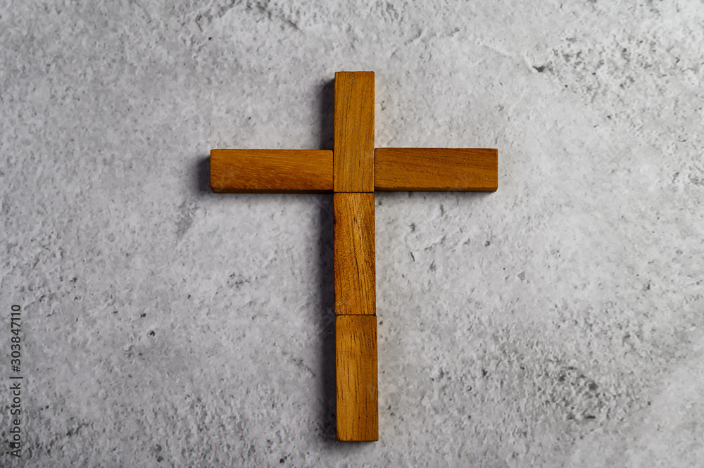 Christian cross made of domino wood