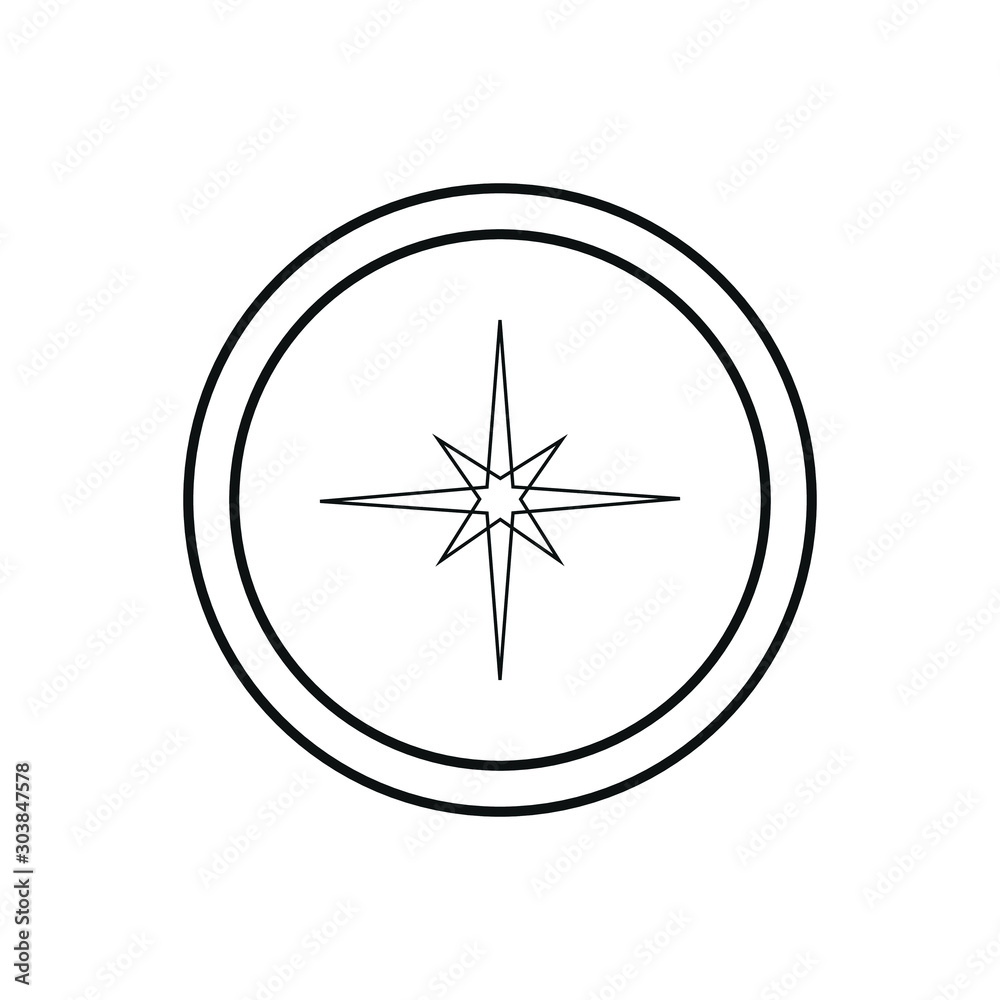 vector compass symbol icon formed with simple shapes