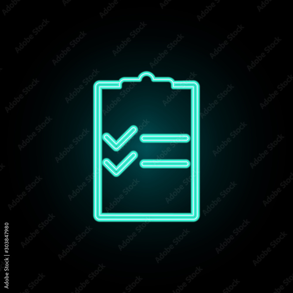 Checklist neon icon. Simple thin line, outline vector of web icons for ui and ux, website or mobile application