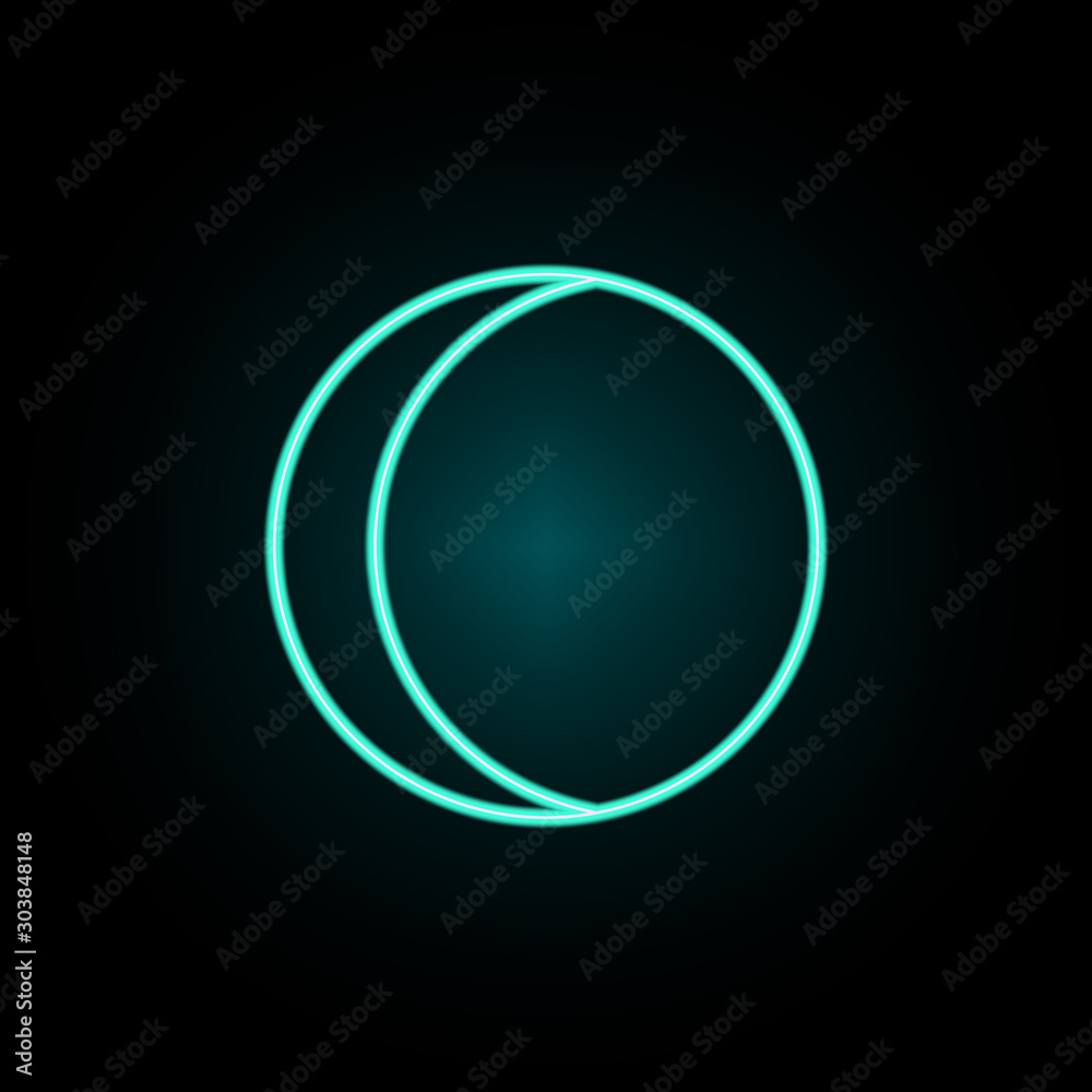 Crescent neon icon. Simple thin line, outline vector of web icons for ui and ux, website or mobile application Crescent neon icon. Simple thin line, outline vector of web icons for ui and ux, website or mobile application
