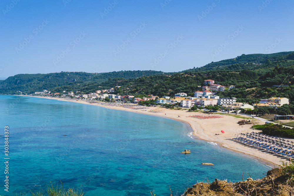 Panoramic view of Vrachos beach in Greece