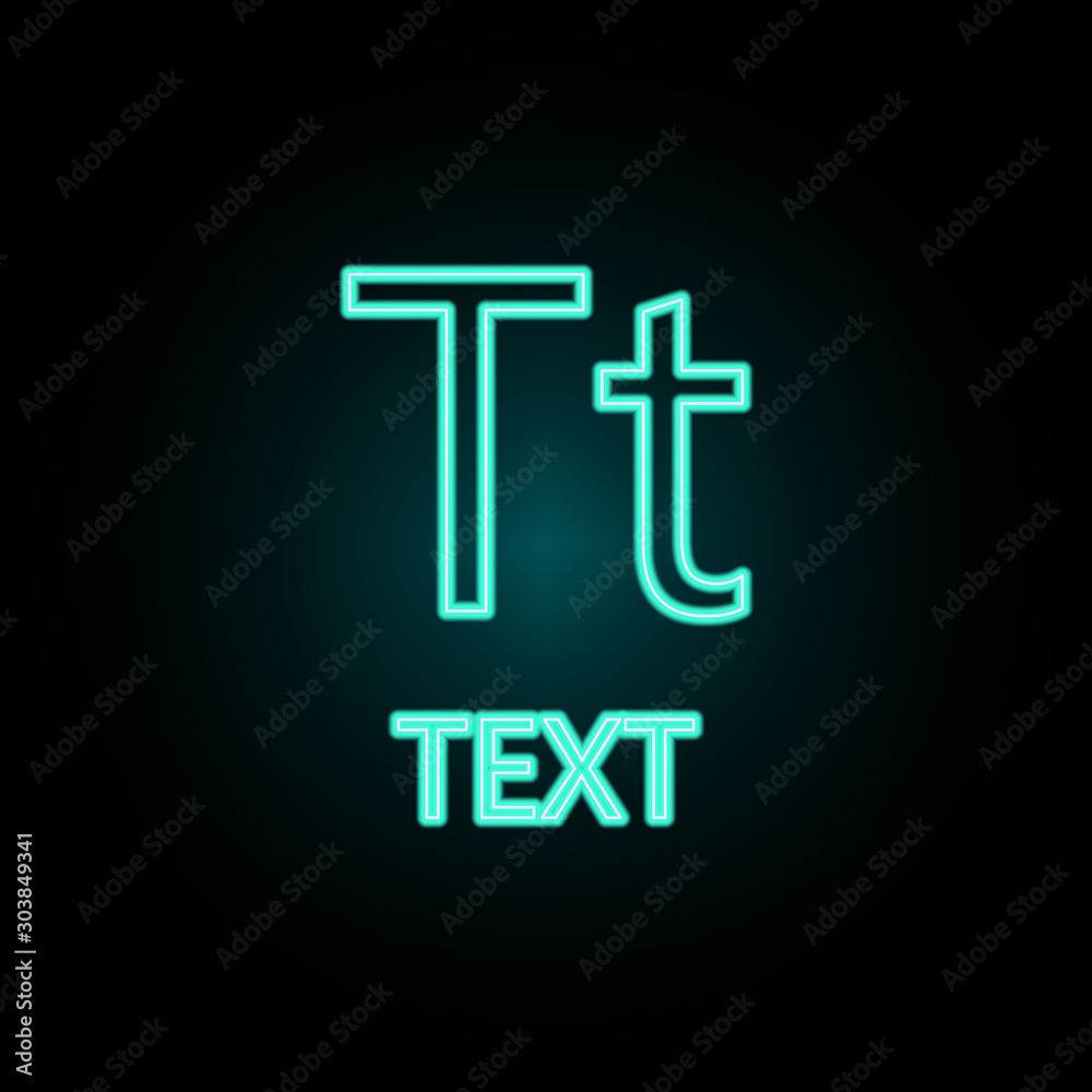 Character text neon icon. Simple thin line, outline vector of web icons for ui and ux, website or mobile application Character text neon icon. Simple thin line, outline vector of web icons for ui and ux, website or mobile application