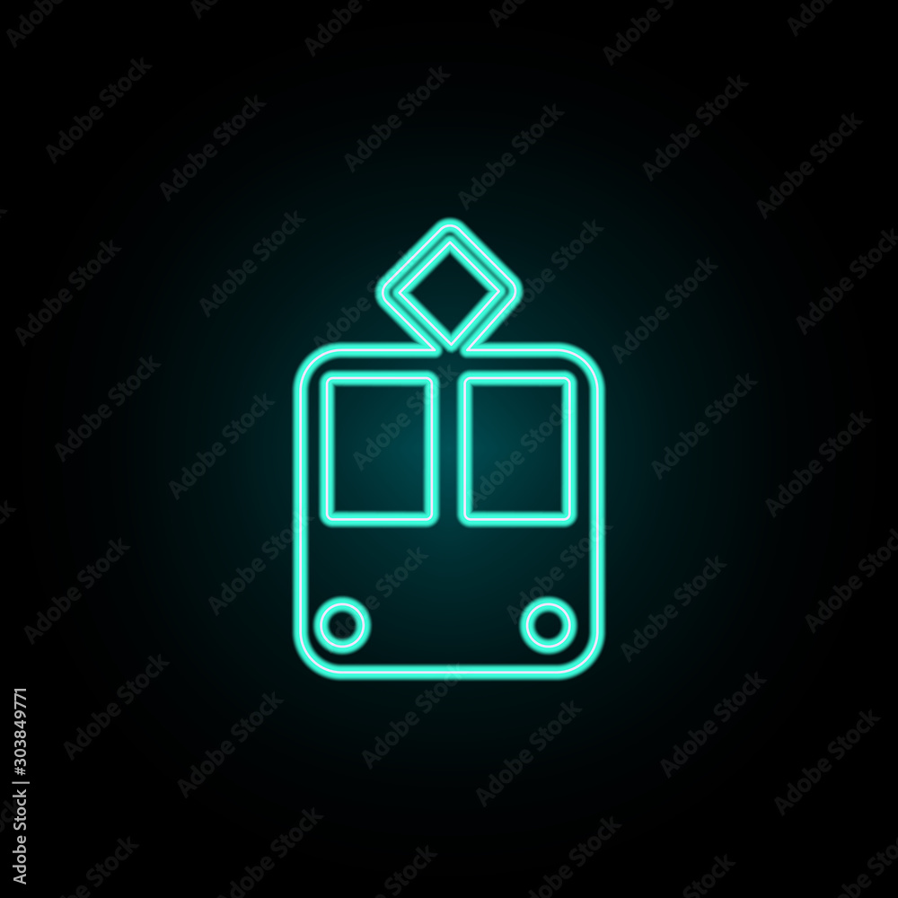Tram neon icon. Simple thin line, outline vector of web icons for ui and ux, website or mobile application
