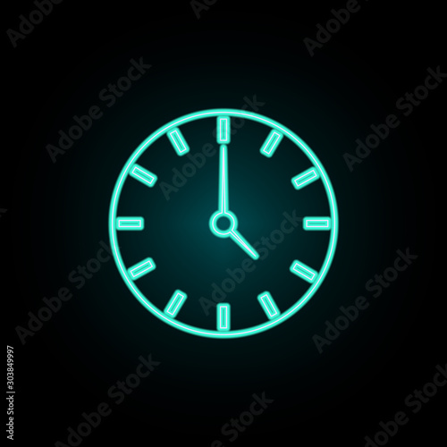 Clock neon icon. Simple thin line, outline vector of web icons for ui and ux, website or mobile application