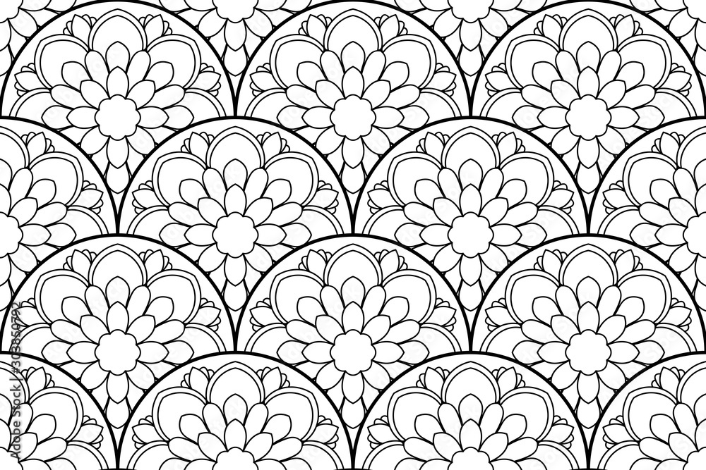 Fototapeta premium Abstract geometric tile seamless pattern with different shapes. Mosaic card. Ornamental background. Wrapping paper. Vector illustration. 