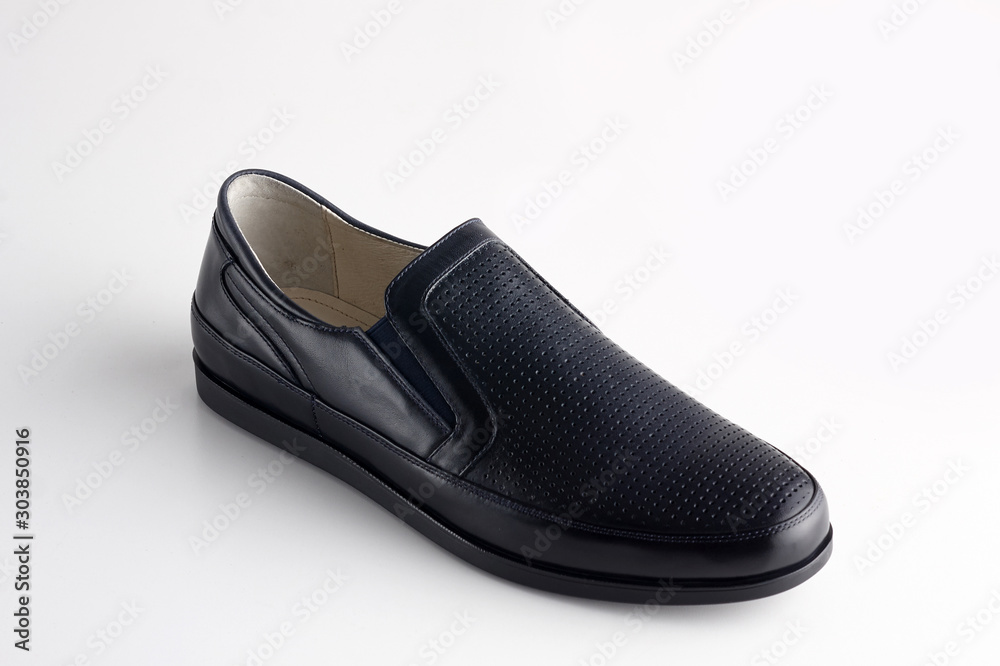 Men fashion black shoe loafer isolated on a white background. Men fashion black shoe loafer isolated on a white background.