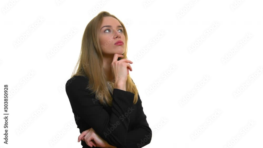 Business lady pondering over ideas for new business project. Business lady pondering over ideas for new business project.