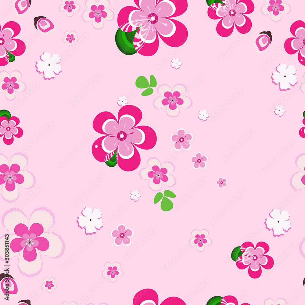Floral spiral pattern of pink background  .Vector illustration