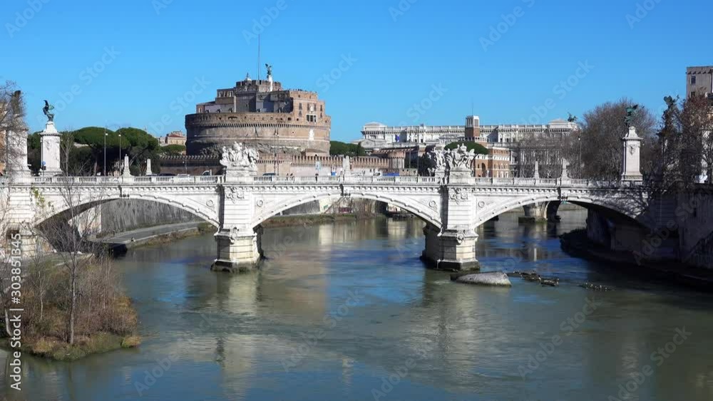 ROME Italy Tiber River with Bridge and St Angelo Castle ROME Italy Tiber River with Bridge and St Angelo Castle