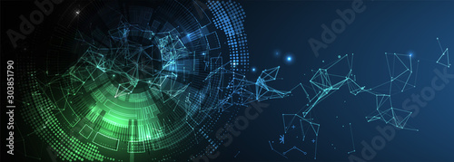 Abstract technology background with plexus effect. Vector illustration.