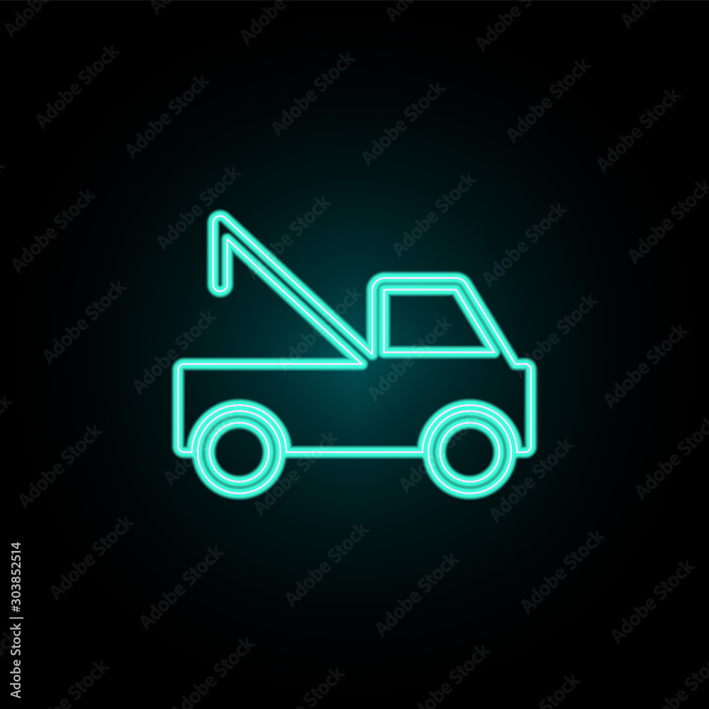 Wrecker neon icon. Simple thin line, outline vector of web icons for ui and ux, website or mobile application