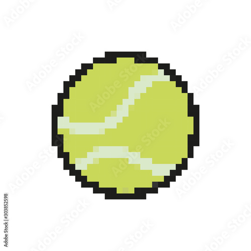 tennis ball 8 bits pixelated style icon