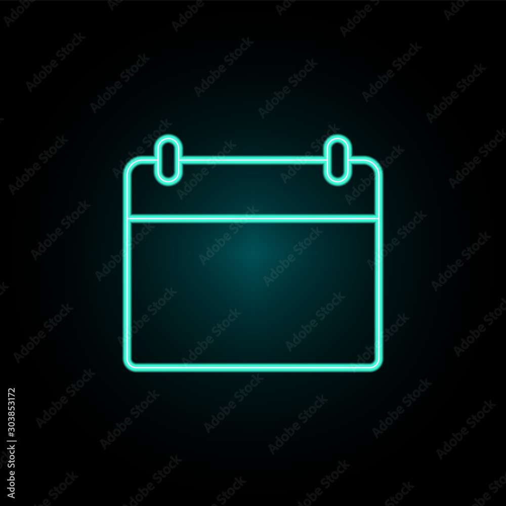 The calendar neon icon. Simple thin line, outline vector of web icons for ui and ux, website or mobile application The calendar neon icon. Simple thin line, outline vector of web icons for ui and ux, website or mobile application